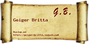 Geiger Britta névjegykártya